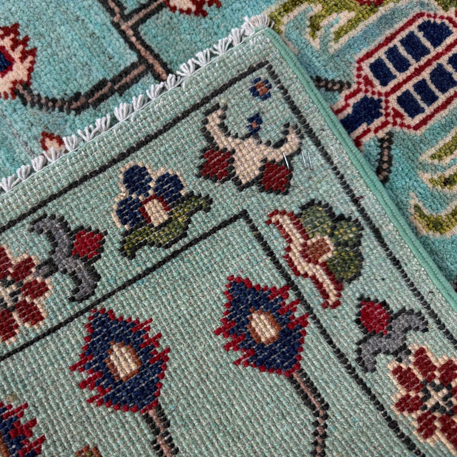 Sultani Area Rug Runner Handmade Blue Floral 10' Runner