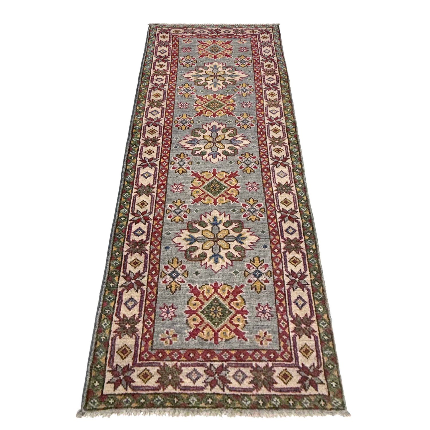 Kazak Rug Handmade Gray Medallion 6' Runner