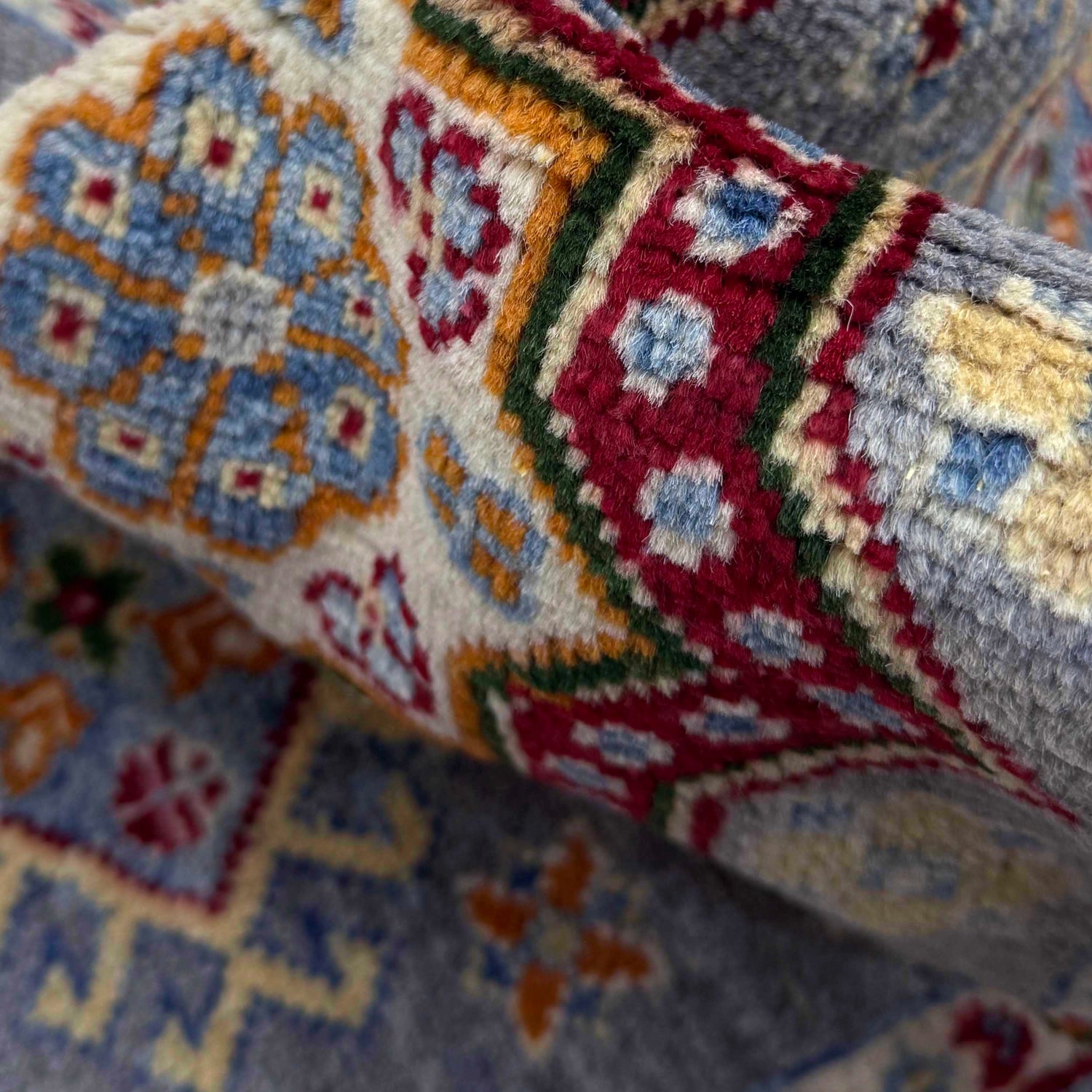 Kazak Rug Handmade Gray Medallion 5' Runner