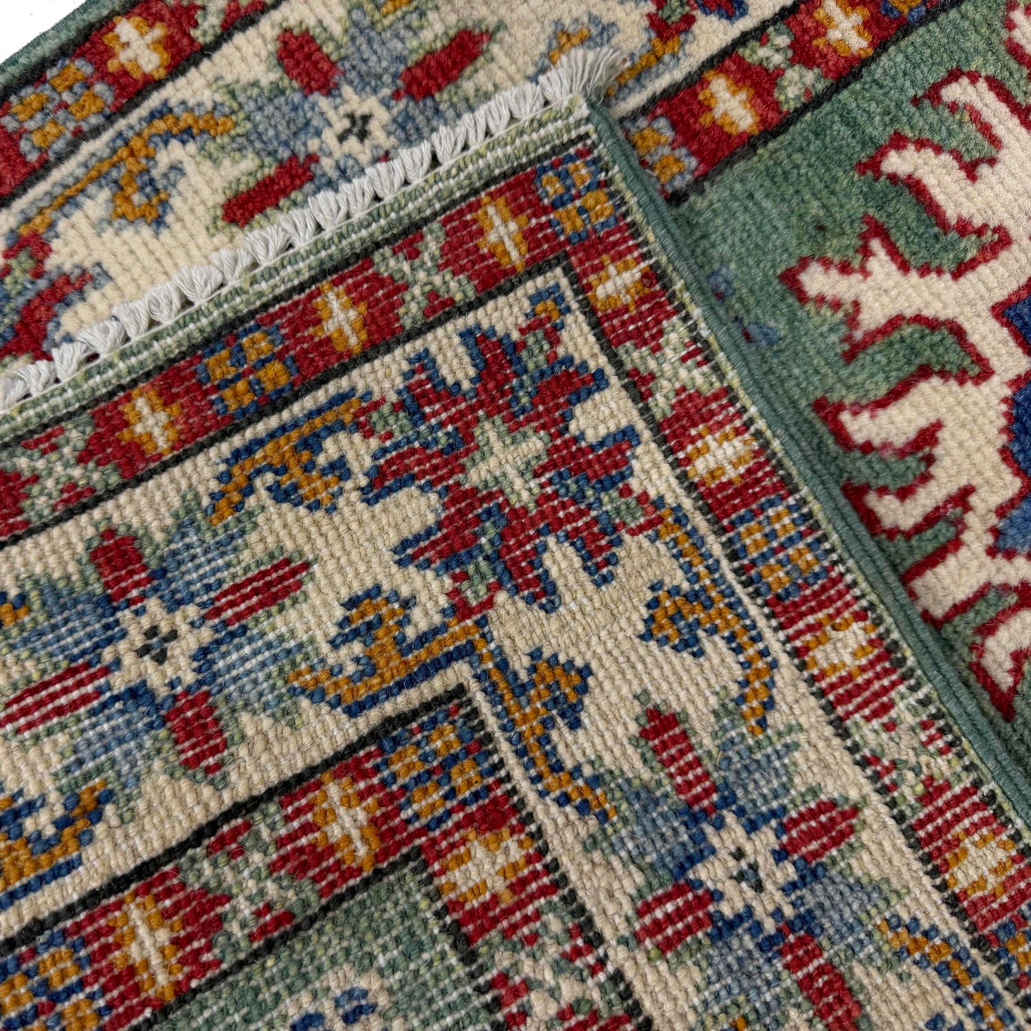 Kazak Rug Handmade Green Medallion 6' Runner