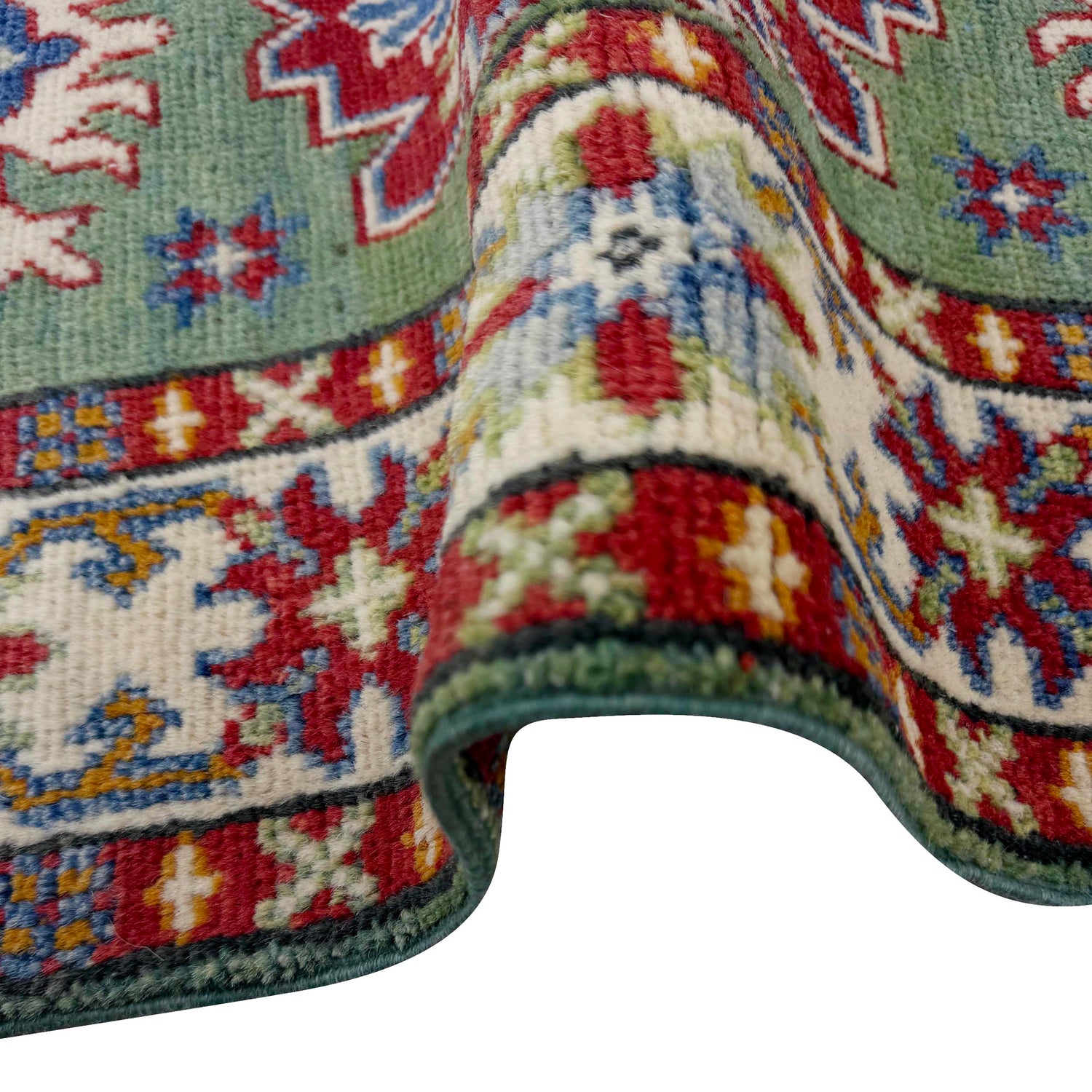 Kazak Rug Handmade Green Medallion 6' Runner