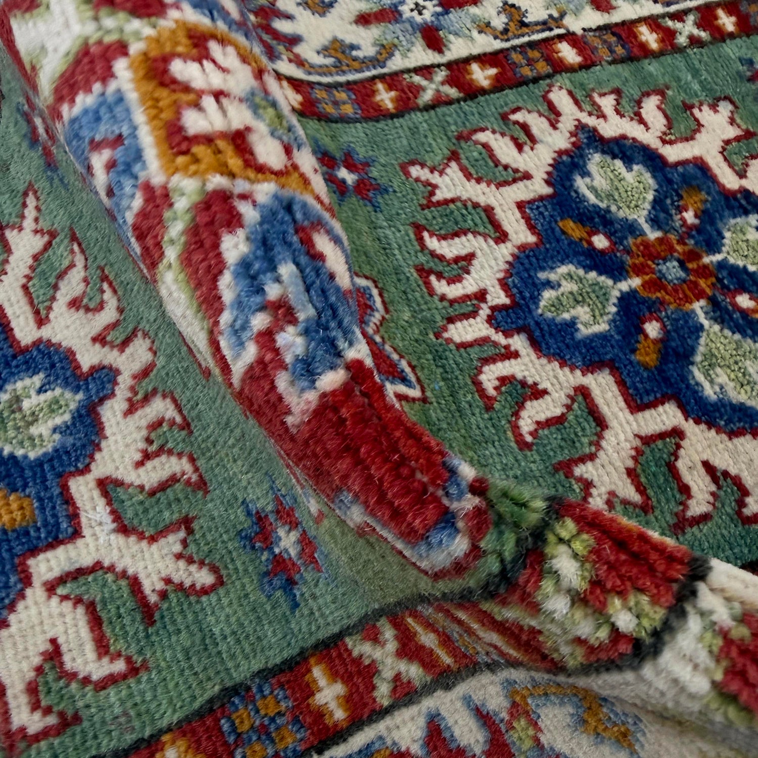 Kazak Rug Handmade Green Medallion 6' Runner