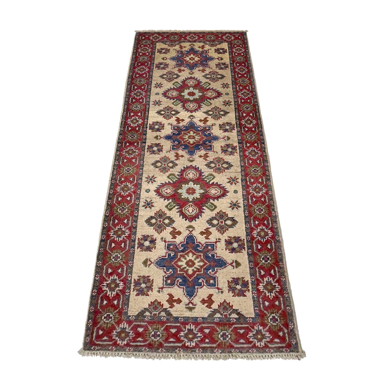 Kazak Rug Handmade Beige Medallion 5' Runner