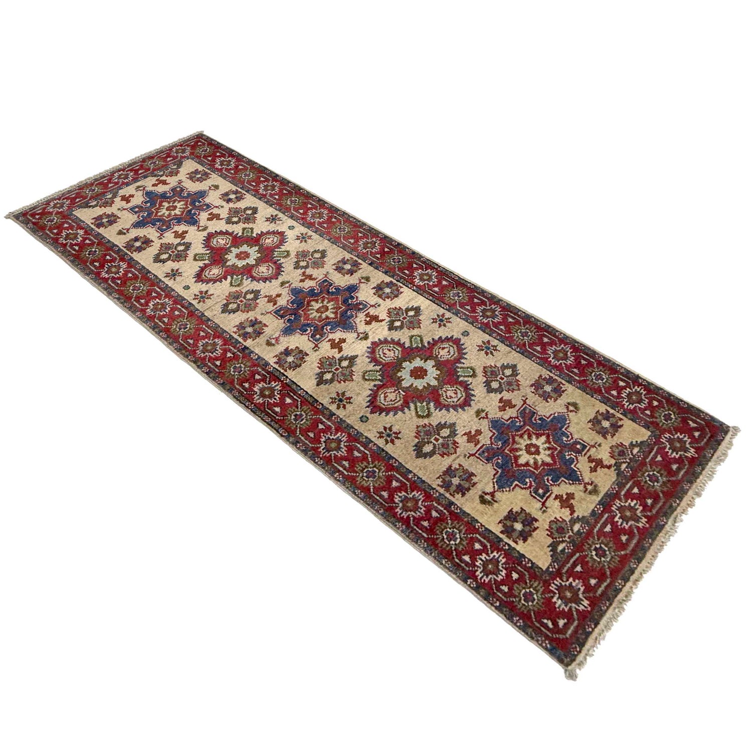 Kazak Rug Handmade Beige Medallion 5' Runner