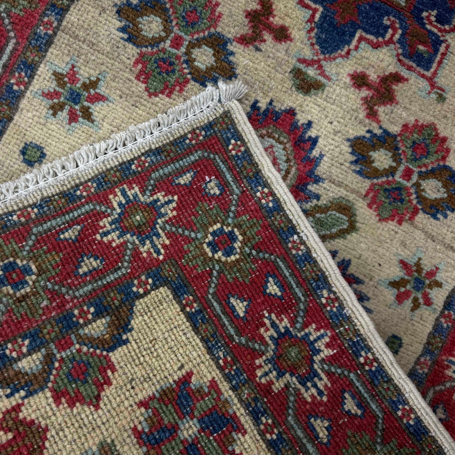 Kazak Rug Handmade Beige Medallion 5' Runner