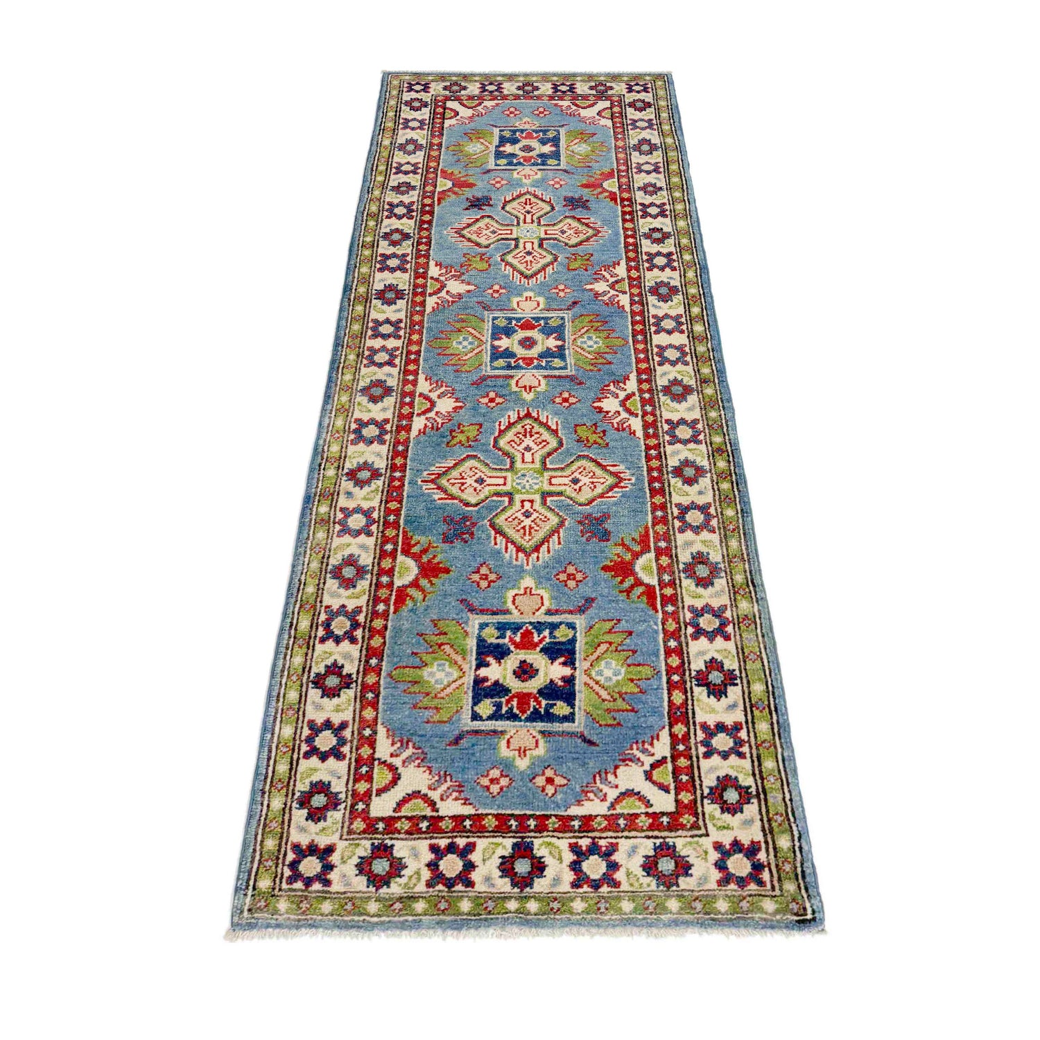 Kazak Rug Handmade Blue Medallion 6' Runner
