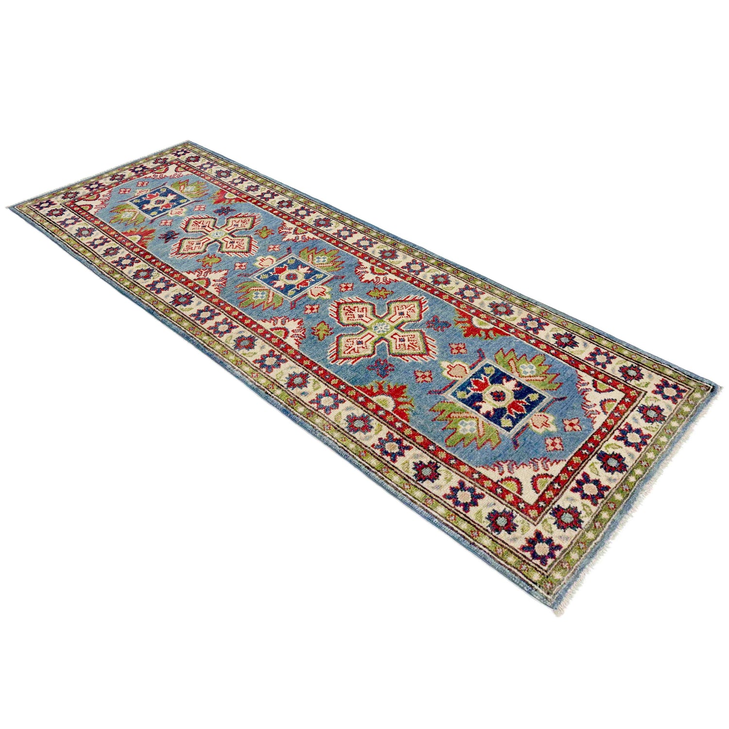 Kazak Rug Handmade Blue Medallion 6' Runner