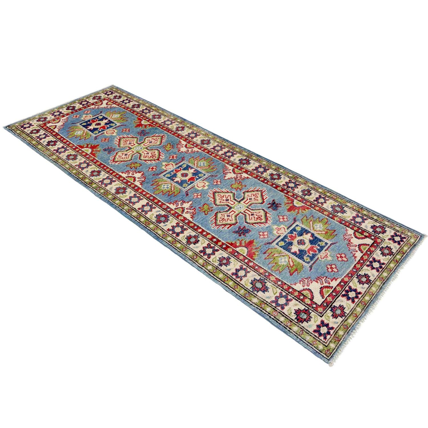 Kazak Rug Handmade Blue Medallion 6' Runner