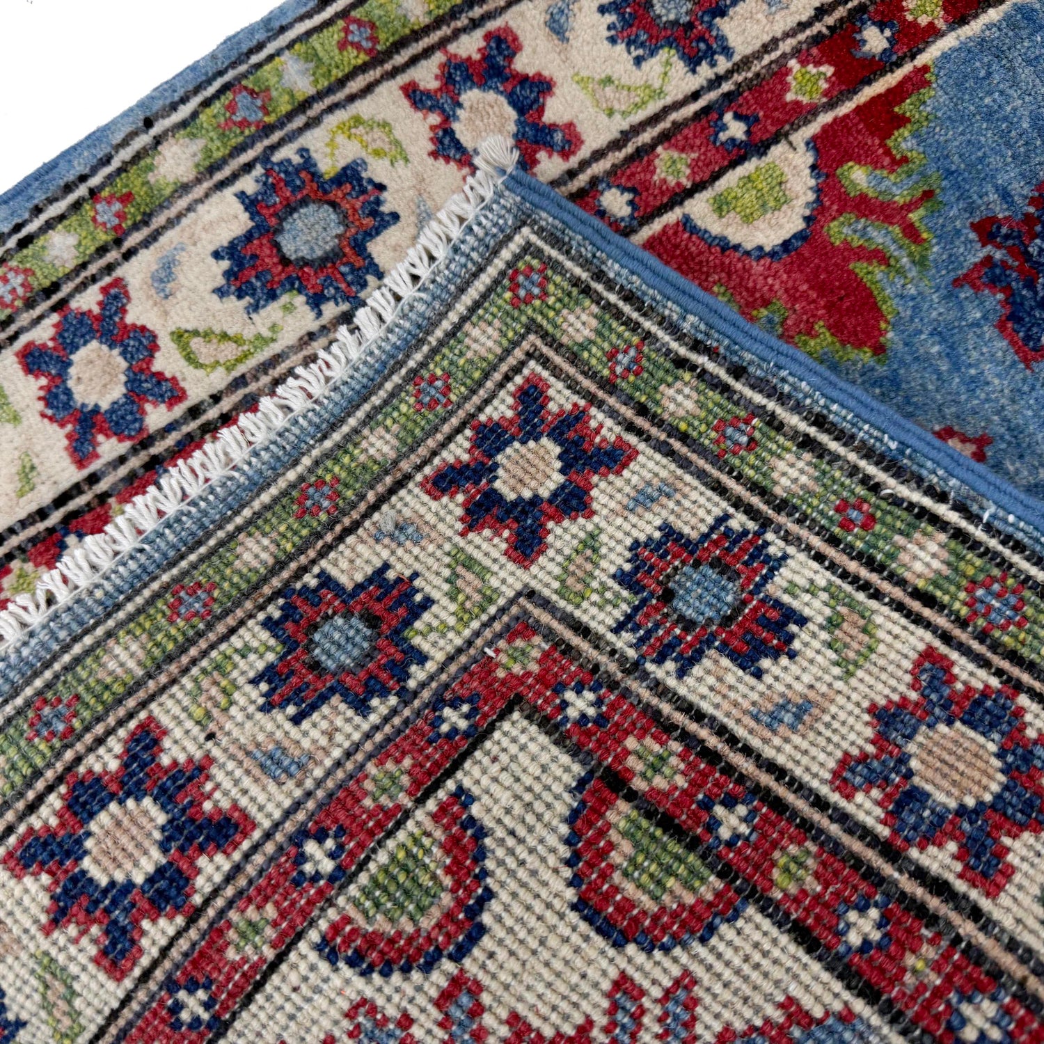 Kazak Rug Handmade Blue Medallion 6' Runner