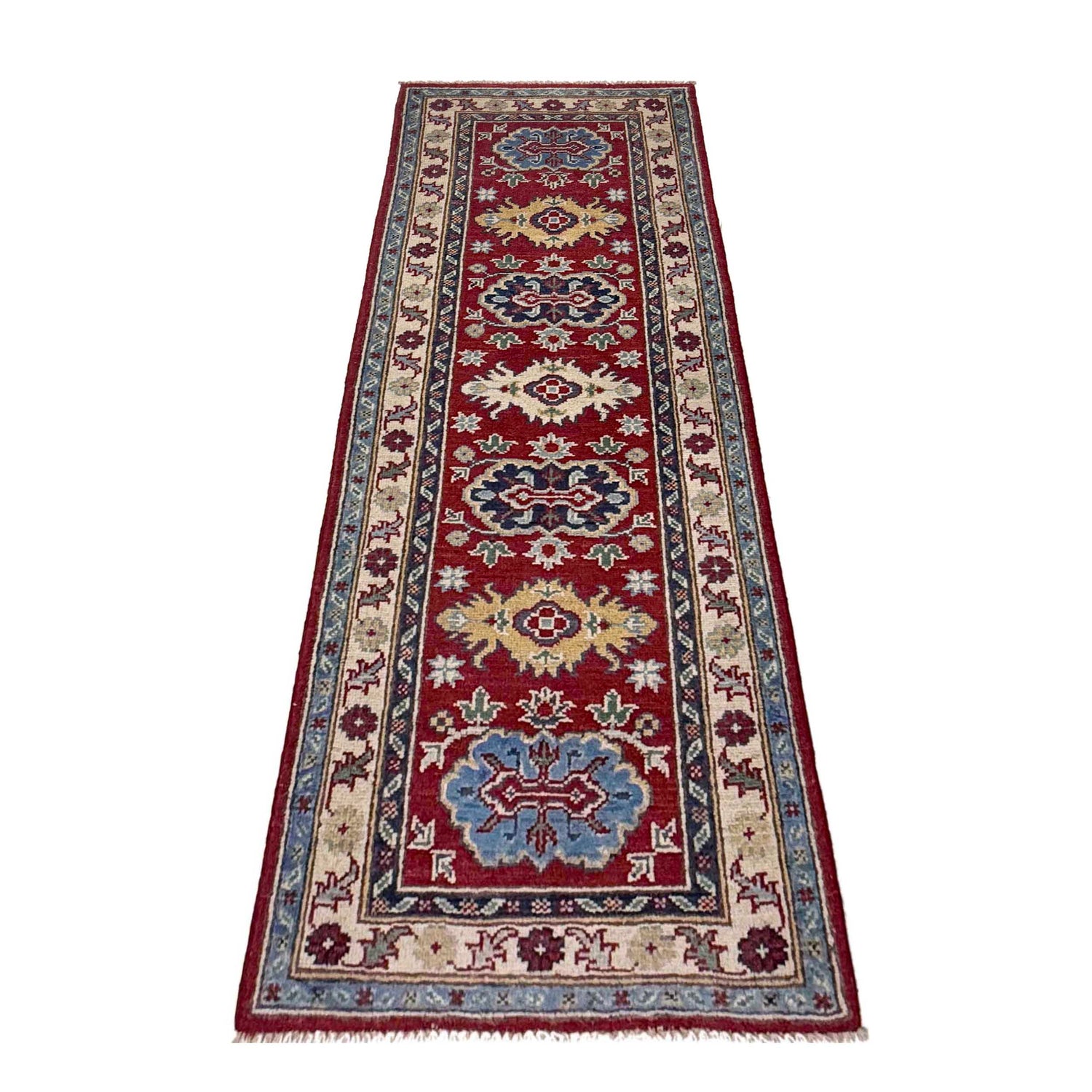 Kazak Rug Handmade Red Medallion 5' Runner