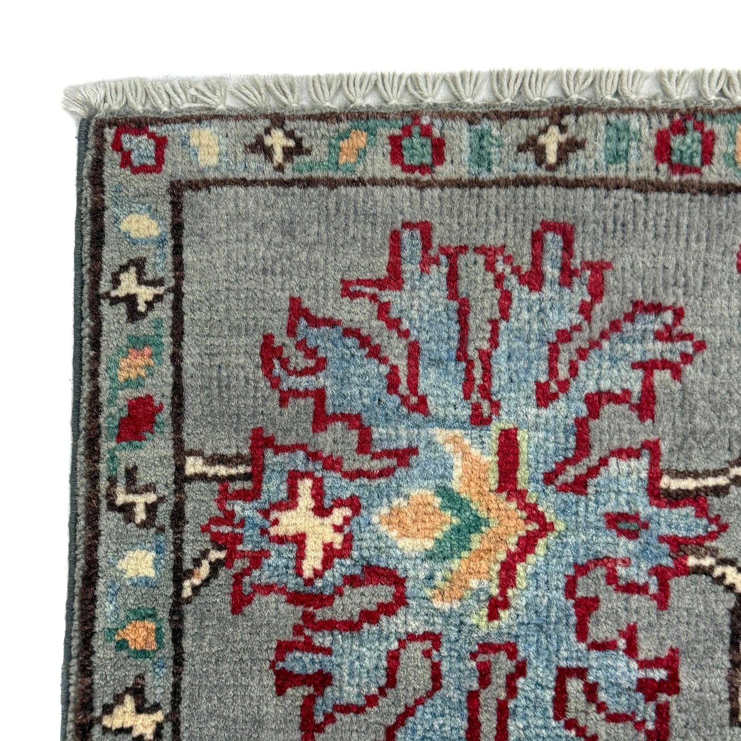Sultani Area Rug Runner Handmade Gray Floral 5' Runner