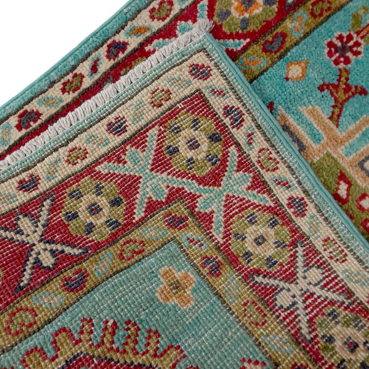 Kazak Rug Handmade Blue Medallion 5' Runner