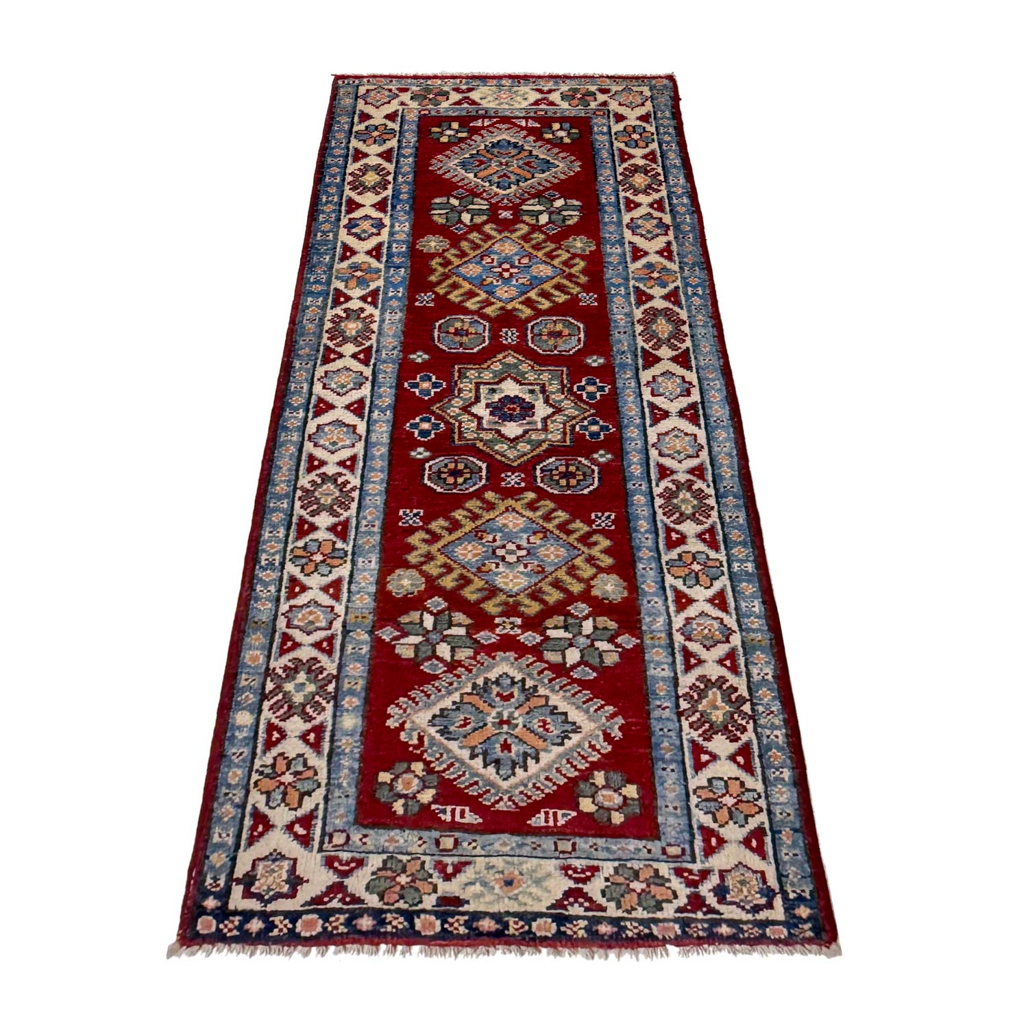 Kazak Rug Handmade Red Medallion 5' Runner