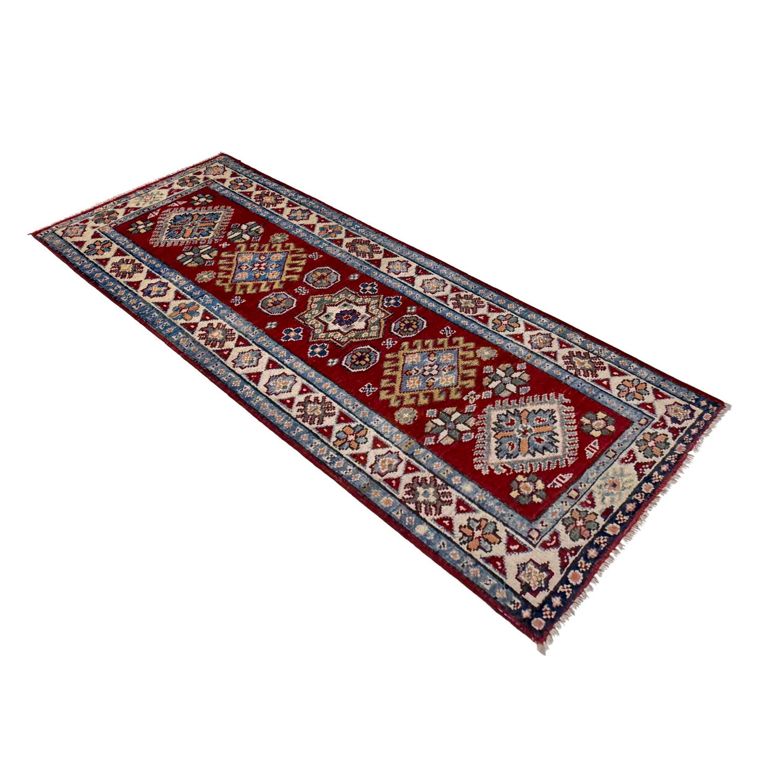Kazak Rug Handmade Red Medallion 5' Runner