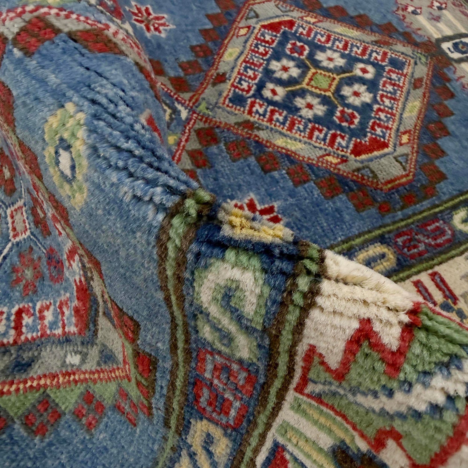 Kazak Rug Handmade Blue Medallion 6' Runner