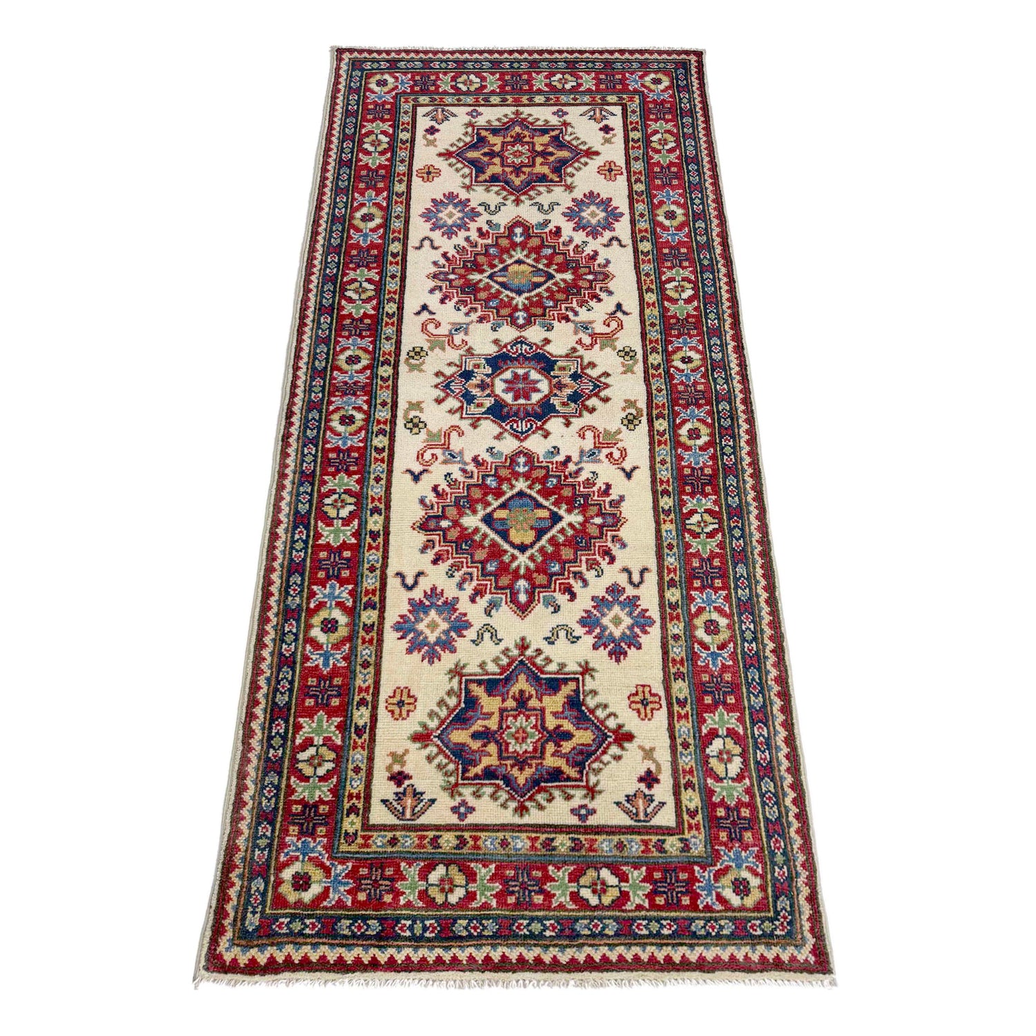 Kazak Rug Handmade Beige Medallion 6' Runner