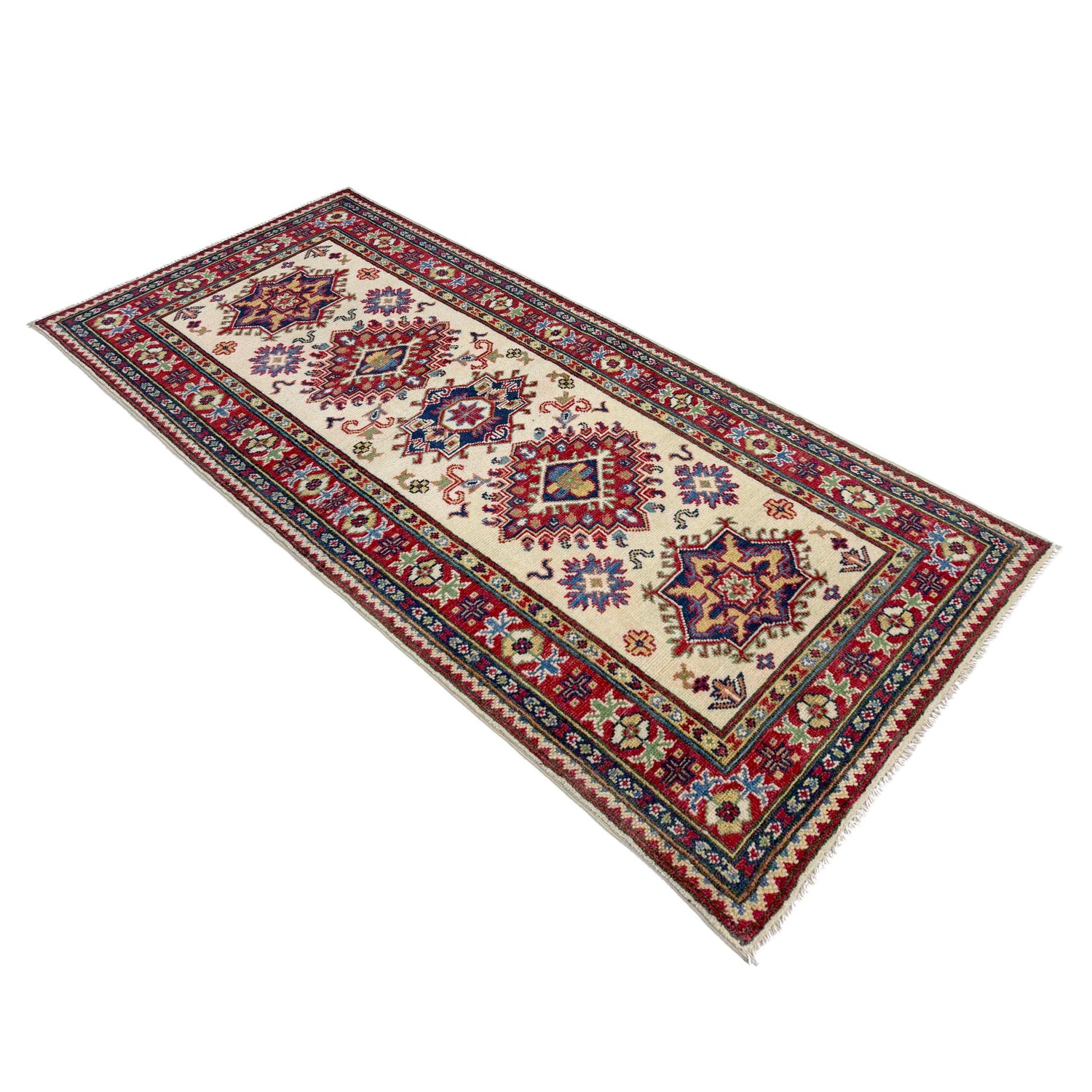 Kazak Rug Handmade Beige Medallion 6' Runner