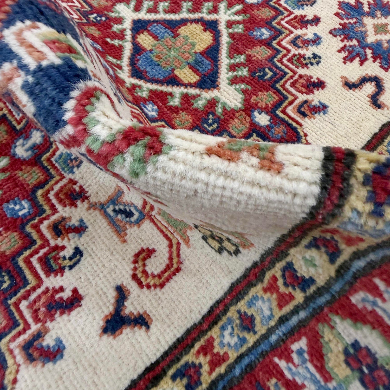 Kazak Rug Handmade Beige Medallion 6' Runner