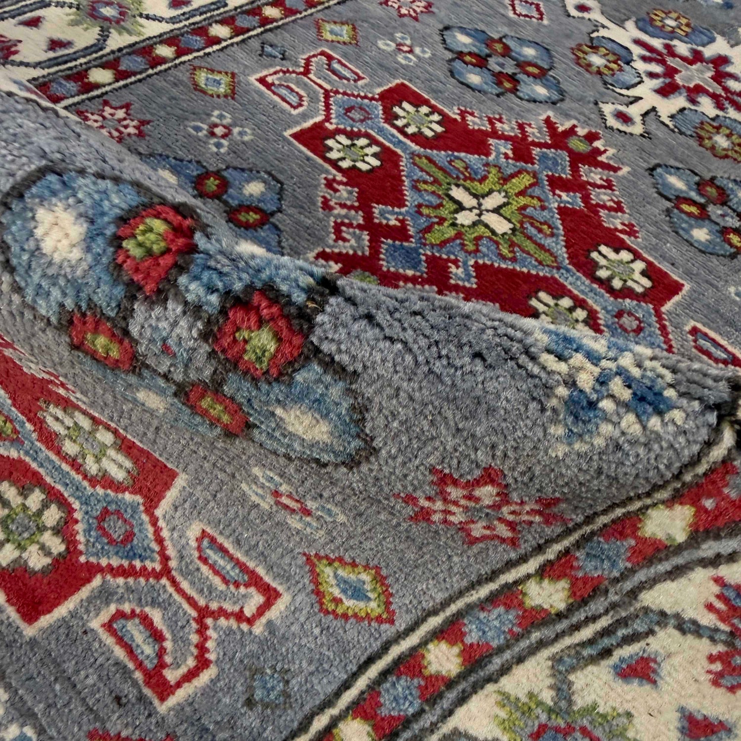 Kazak Rug Handmade Gray Medallion 10' Runner