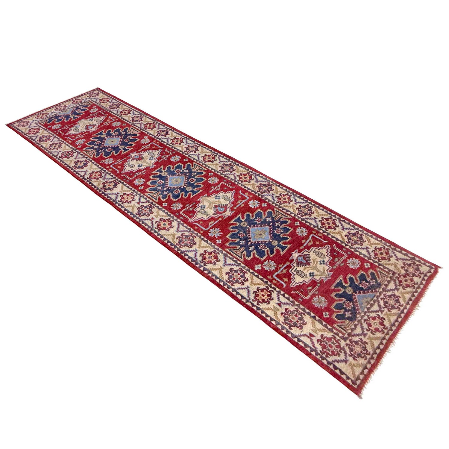 Kazak Rug Handmade Red Medallion 10' Runner
