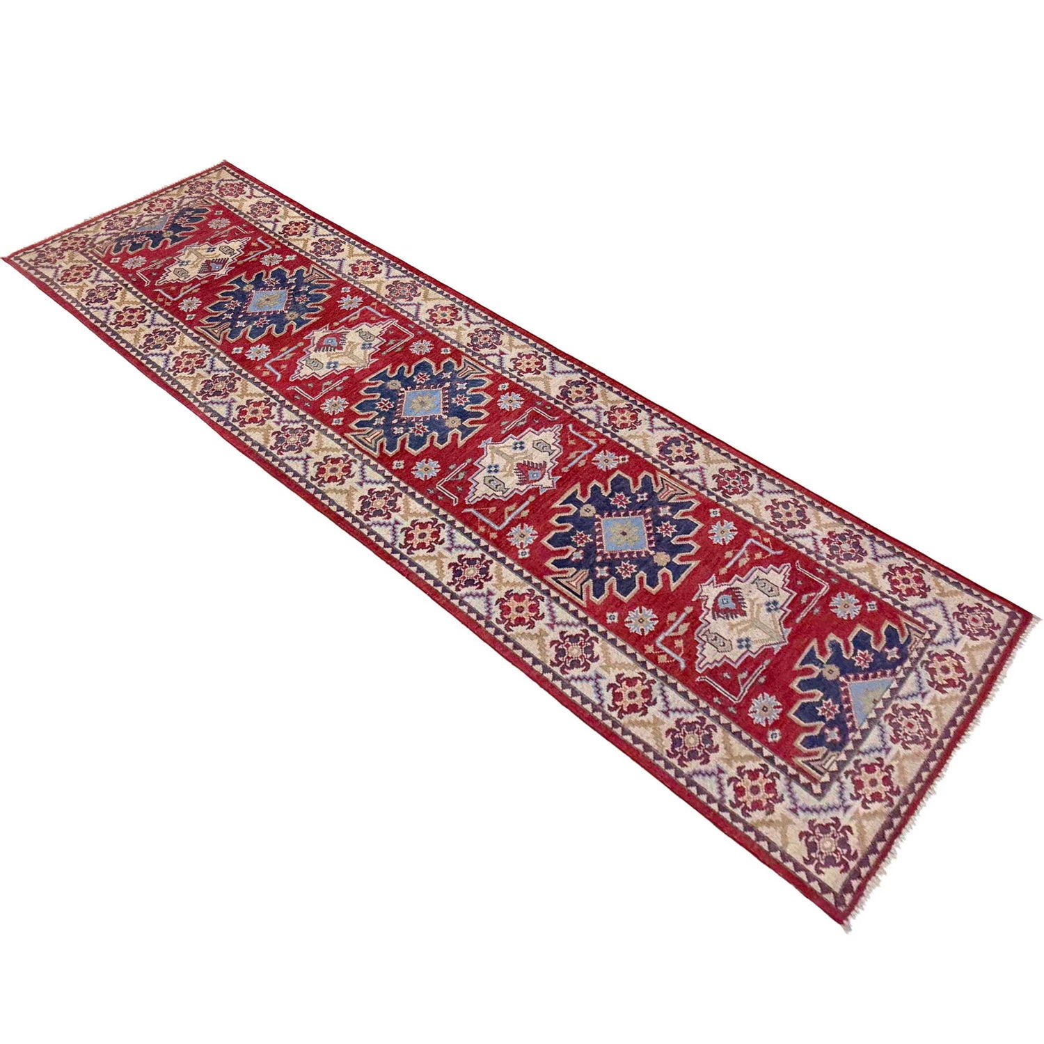 Kazak Rug Handmade Red Medallion 10' Runner