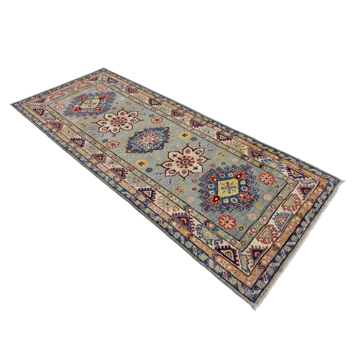 Kazak Rug Handmade Gray Medallion 6' Runner