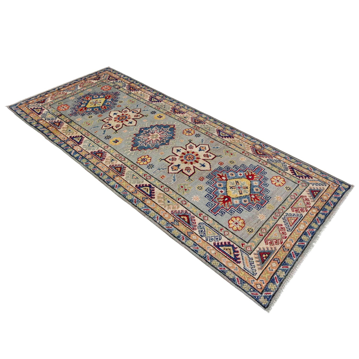 Kazak Rug Handmade Gray Medallion 6' Runner