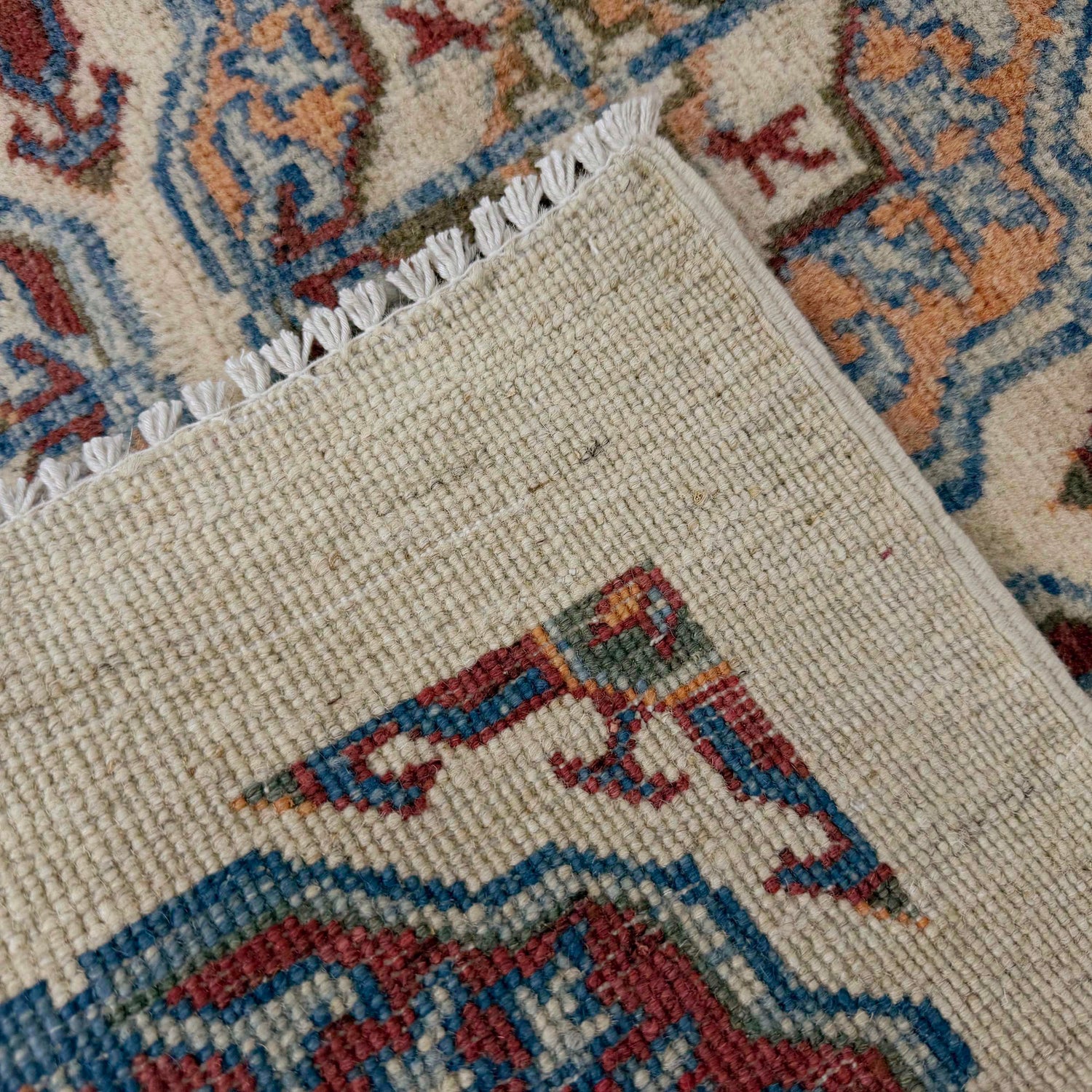 Waziri Runner Rug Handmade Beige Medallion 8' Runner