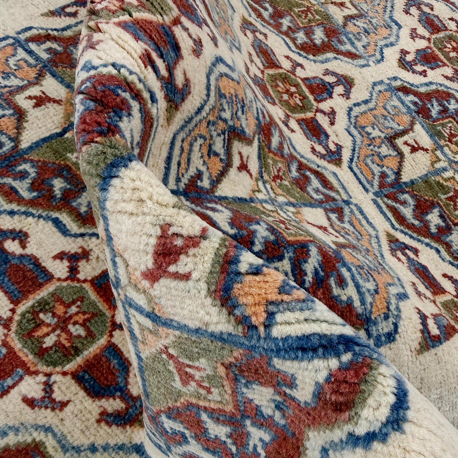 Waziri Runner Rug Handmade Beige Medallion 8' Runner