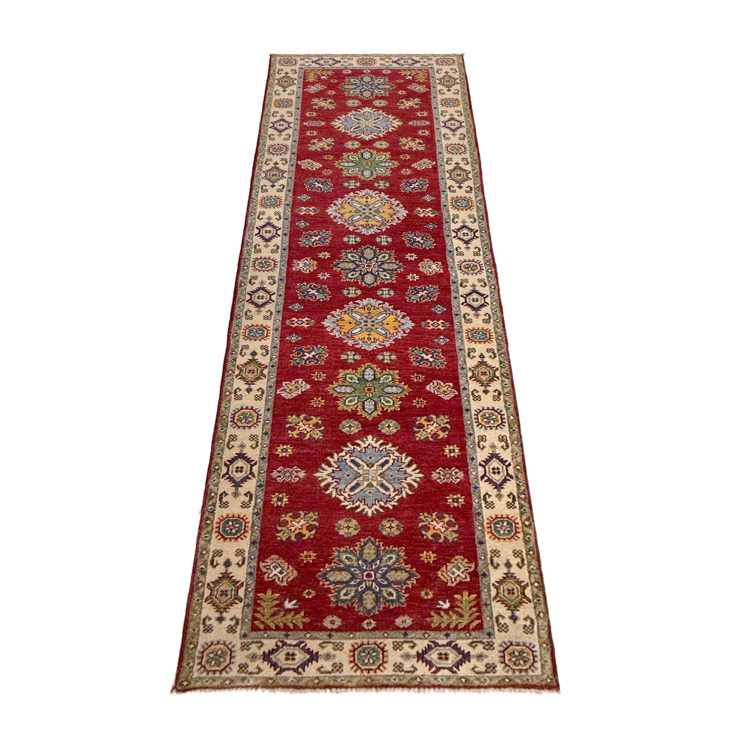 Kazak Rug Handmade Red Medallion 10' Runner