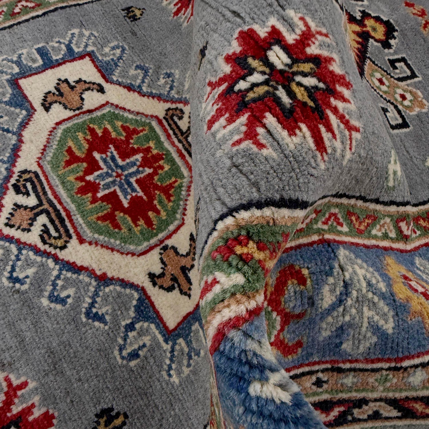 Kazak Rug Handmade Gray Medallion 8' Runner