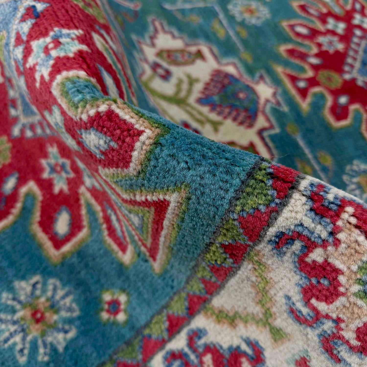 Kazak Rug Handmade Blue Medallion 6' Runner