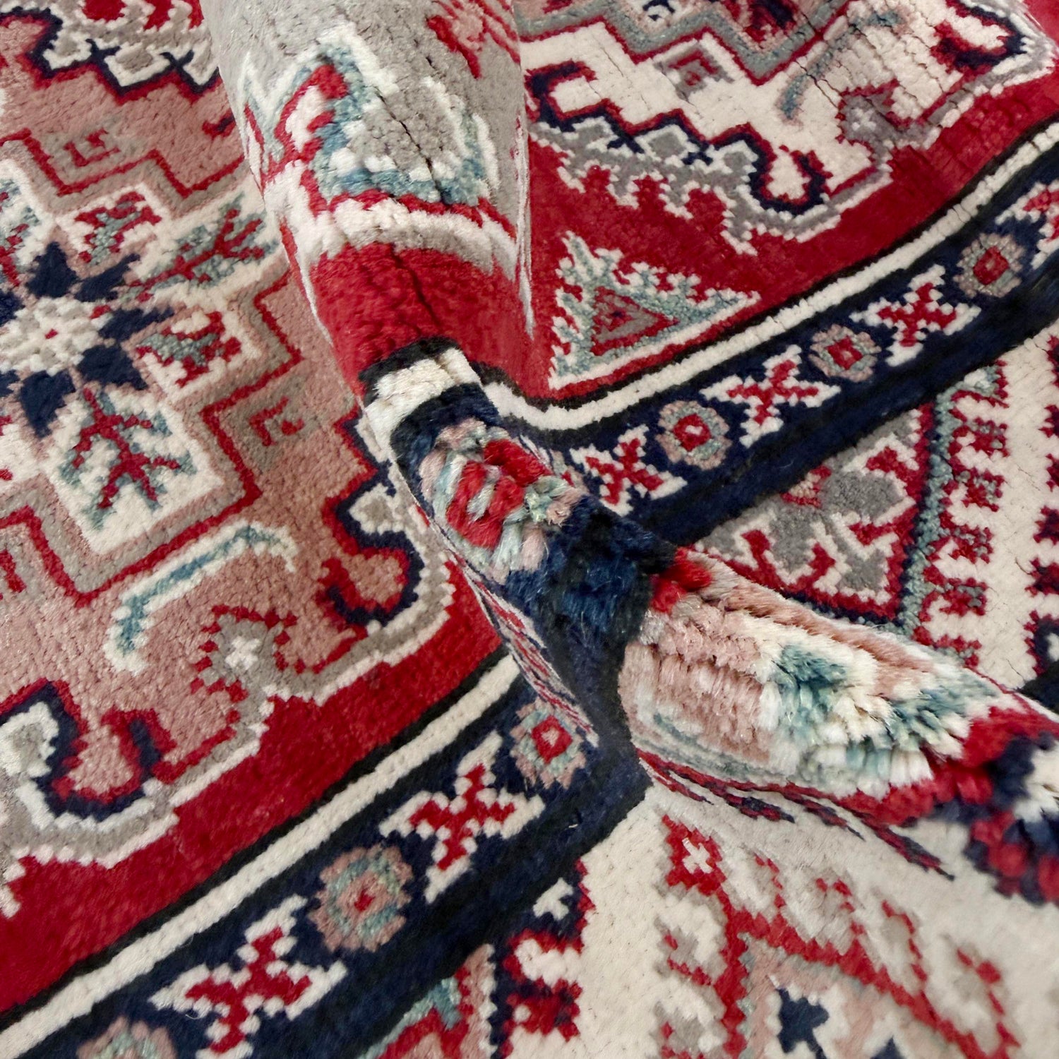 Kazak Rug Handmade Red Medallion 10' Runner