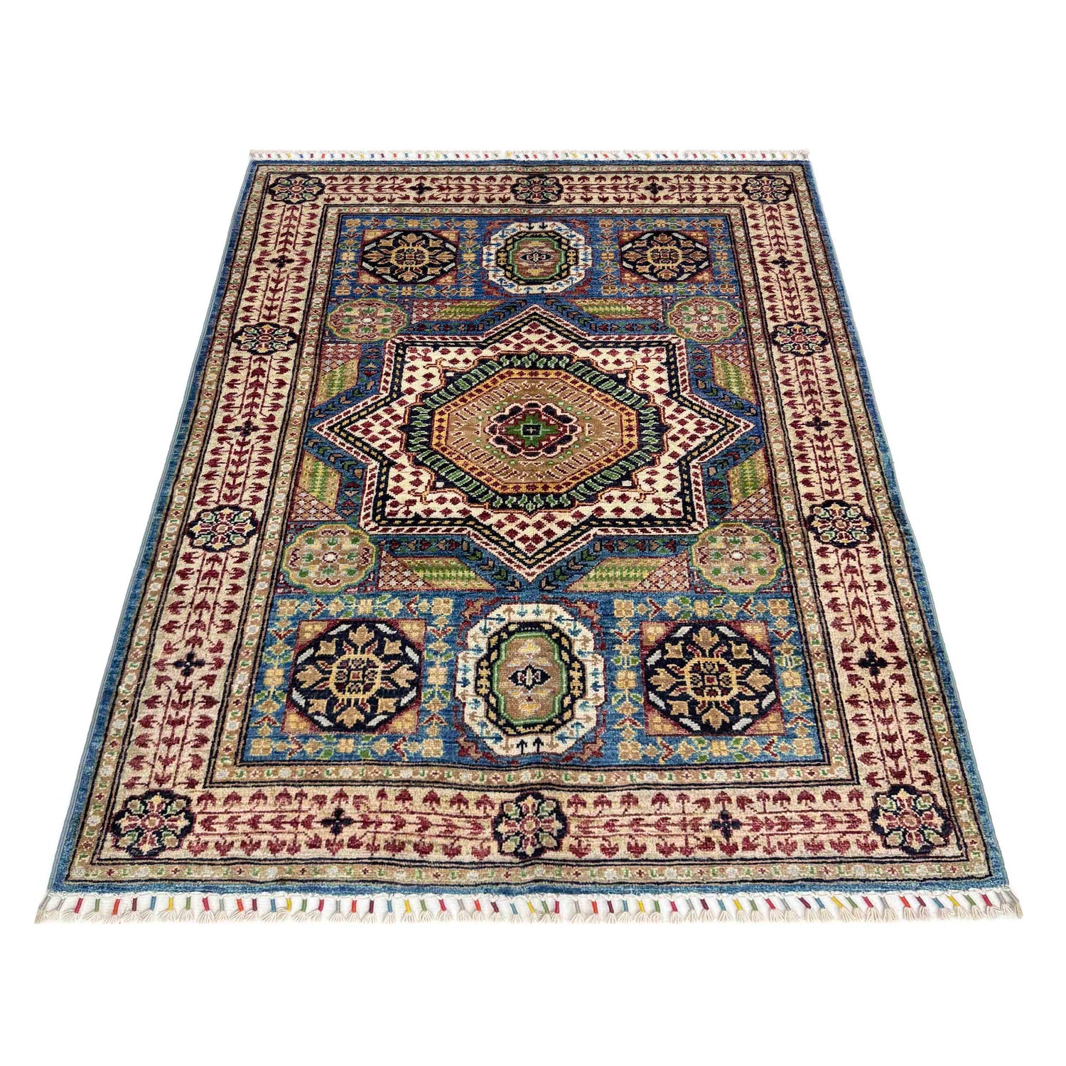 Mamluk Area Rug Handmade Multi Medallion 3x5 ft