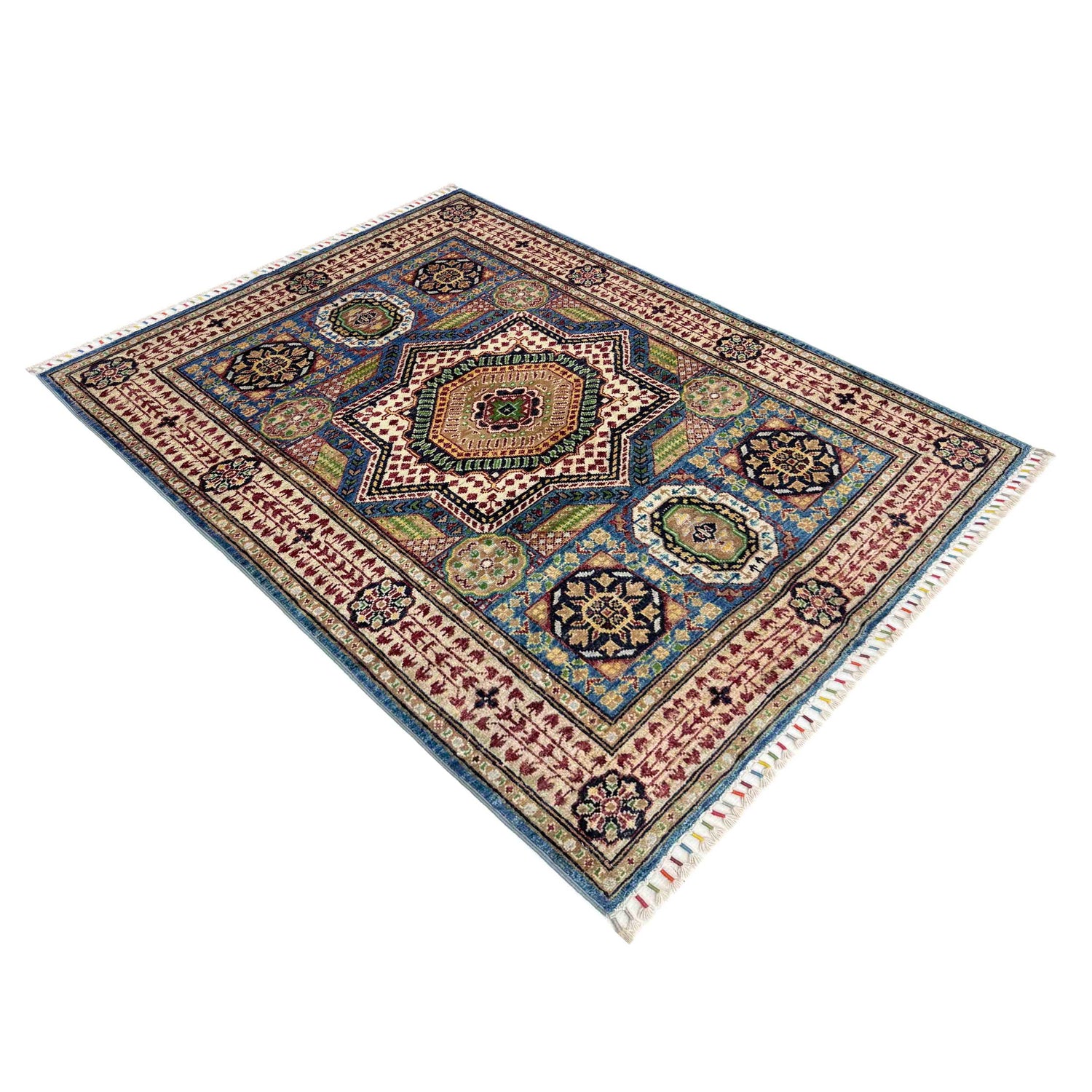 Mamluk Area Rug Handmade Multi Medallion 3x5 ft