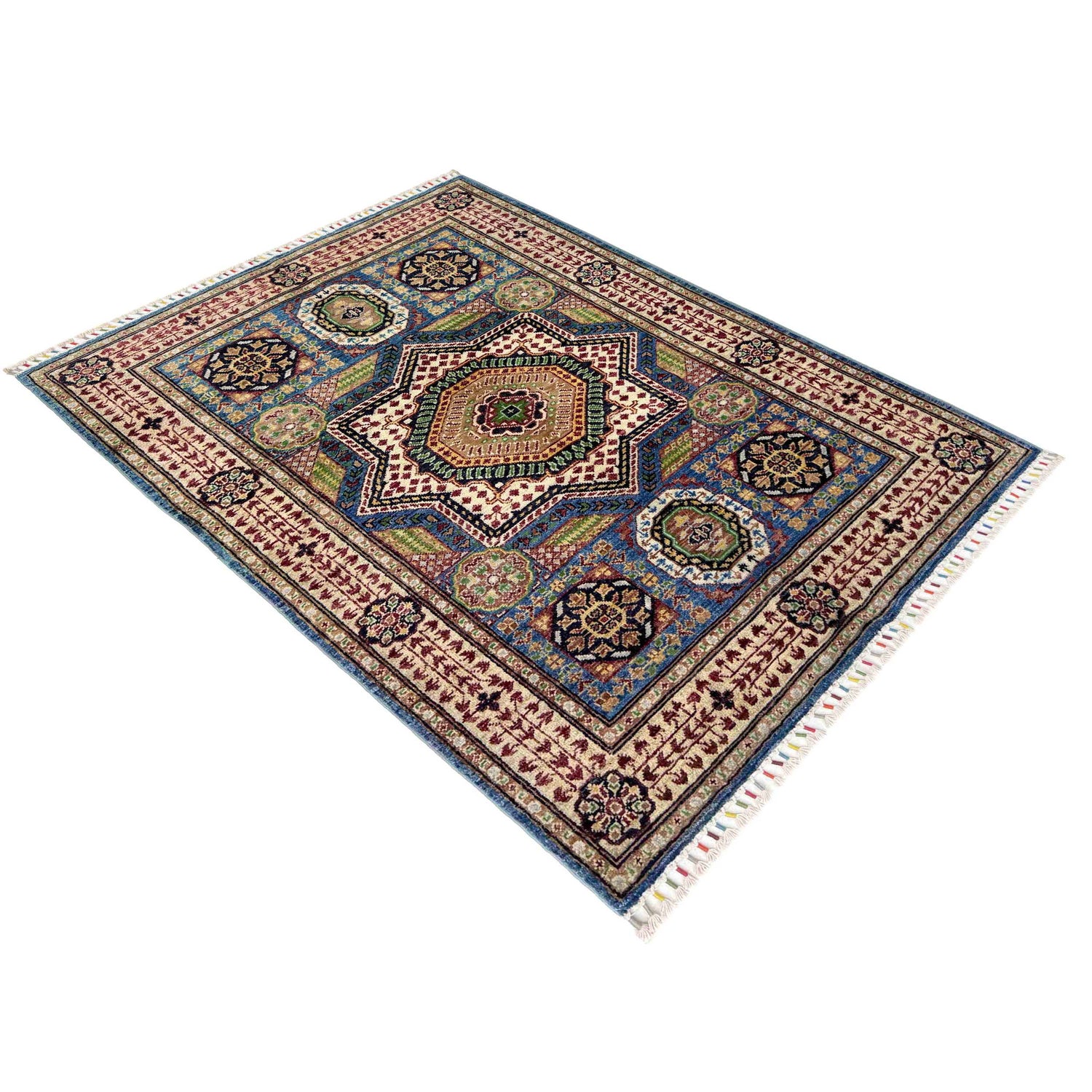 Mamluk Area Rug Handmade Multi Medallion 3x5 ft