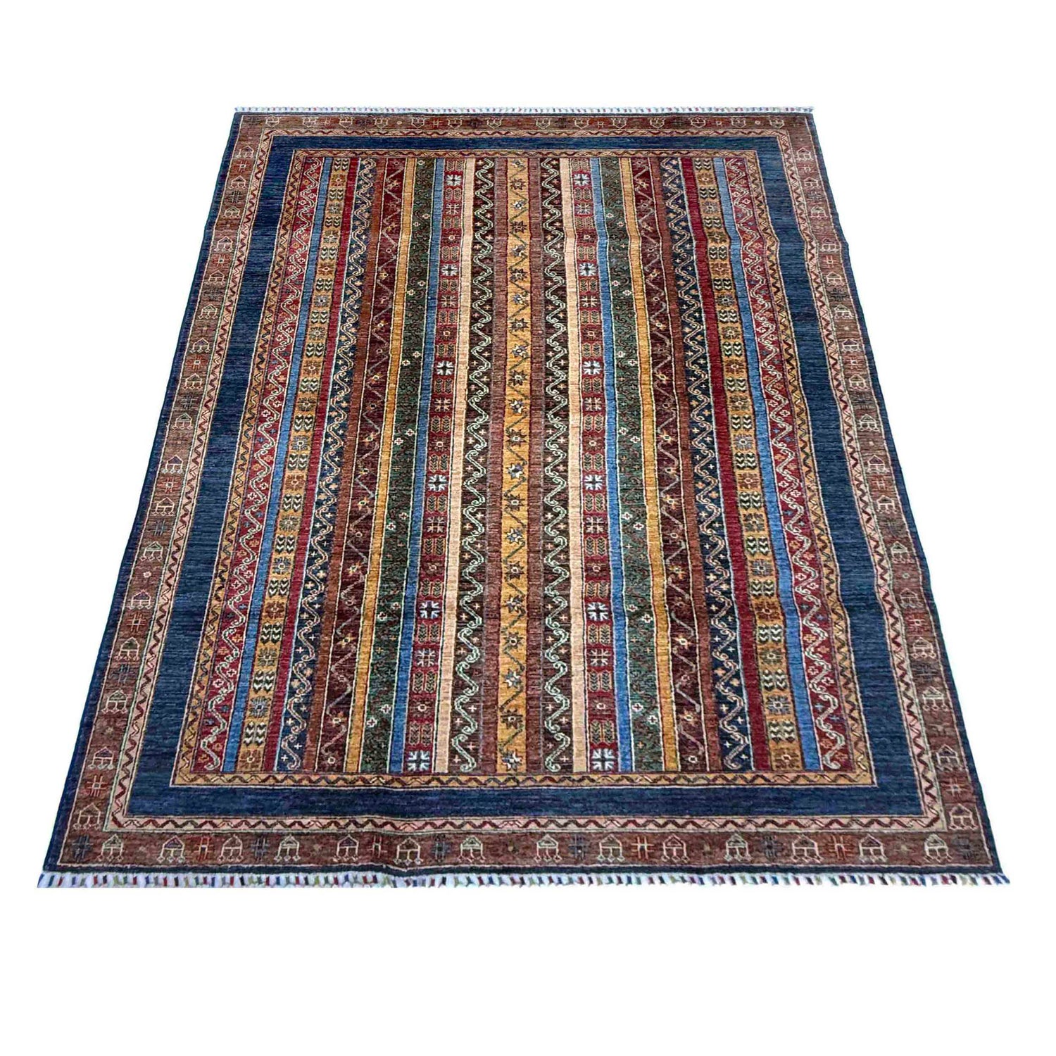 Shawl Area Rug Handmade Multi Floral 5x8 ft