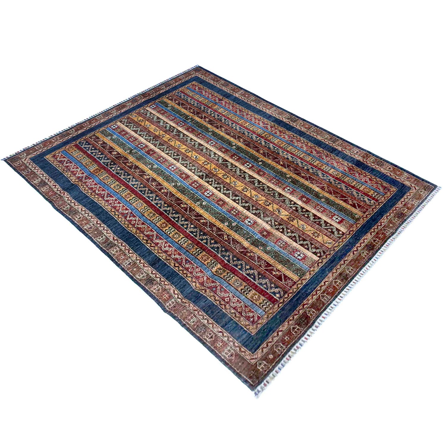 Shawl Area Rug Handmade Multi Floral 5x8 ft