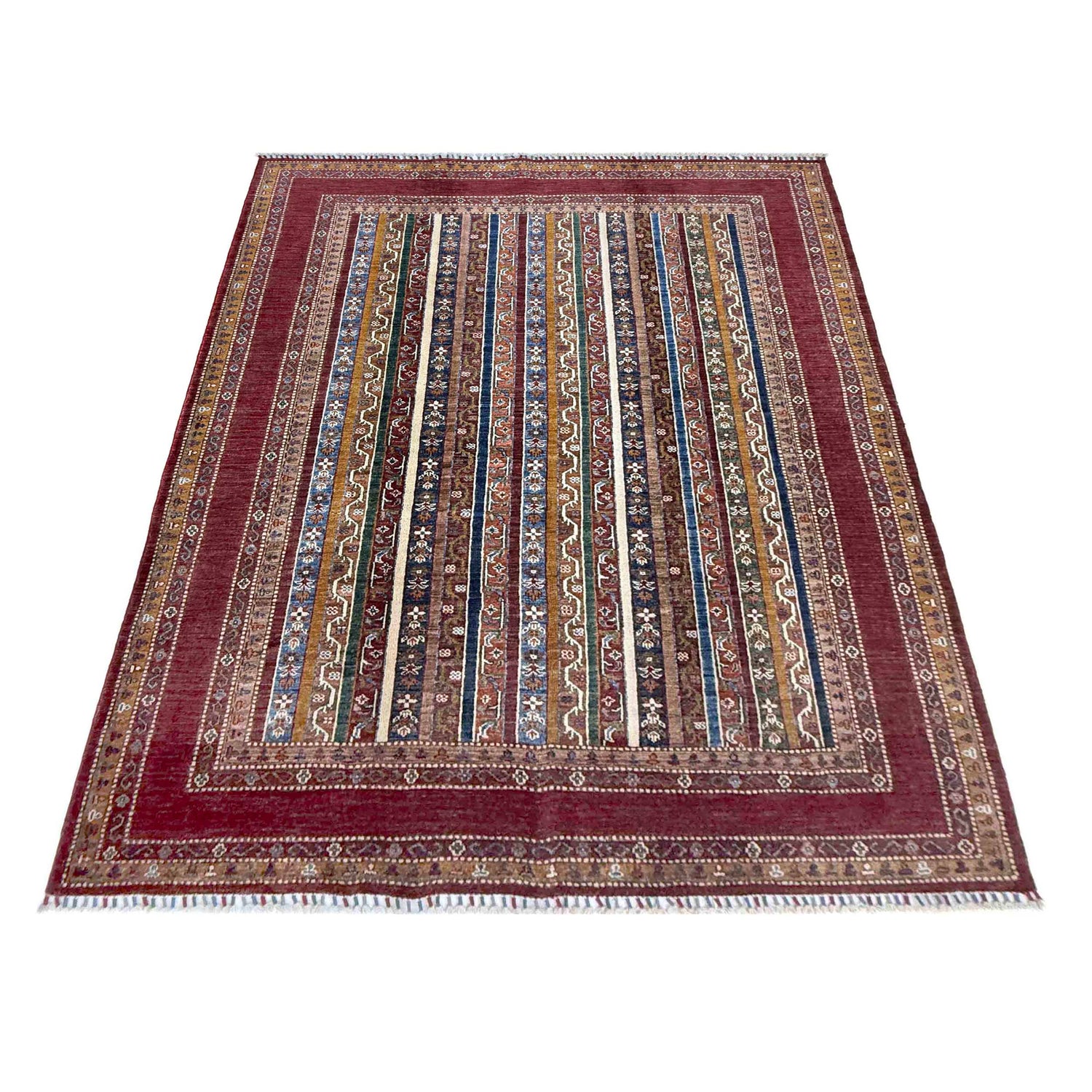 Shawl Area Rug Handmade Red Floral 5x8 ft