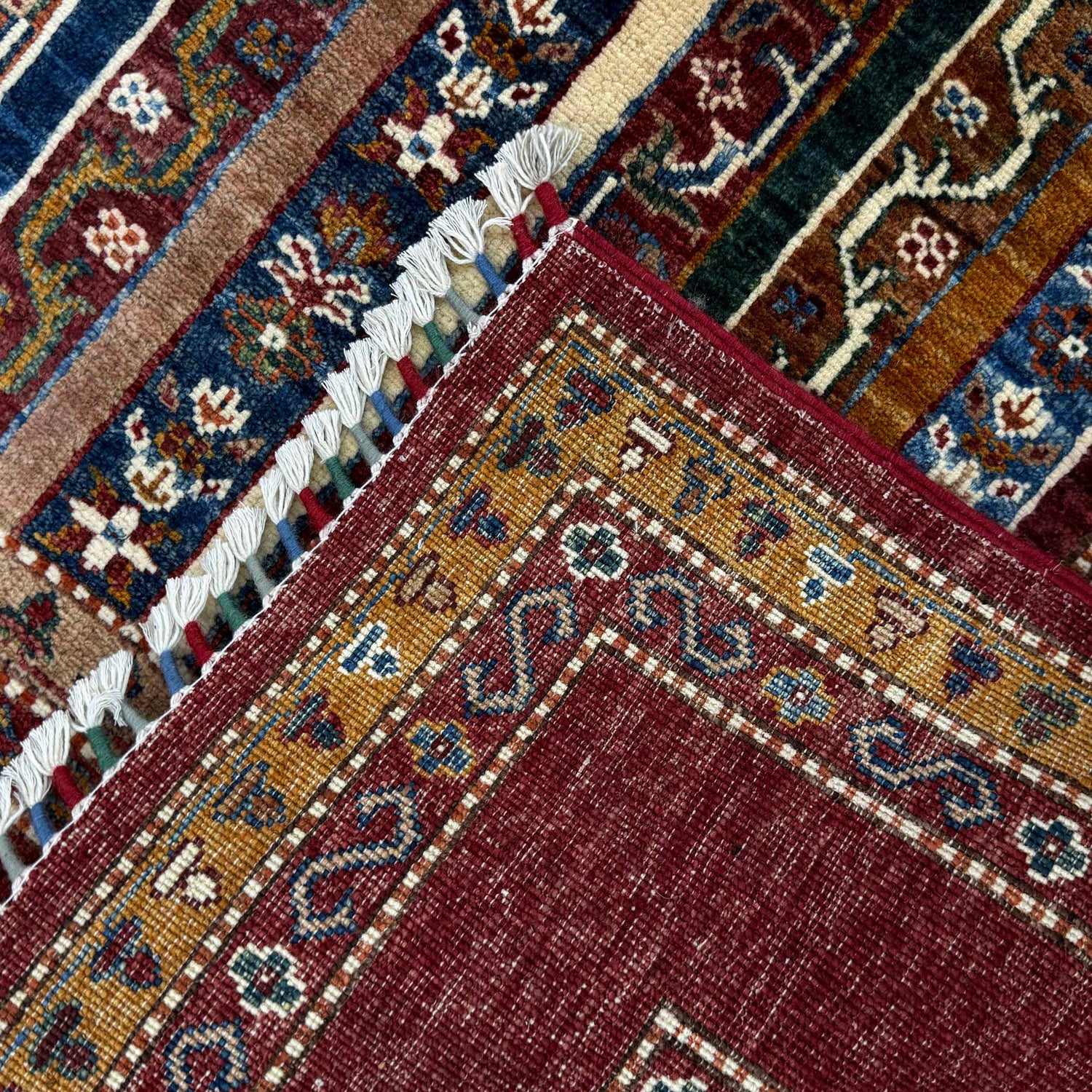 Shawl Area Rug Handmade Red Floral 5x8 ft