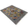 Waziri Area Rug Handmade Gray Medallion 5x8 ft