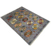 Waziri Area Rug Handmade Gray Medallion 5x8 ft