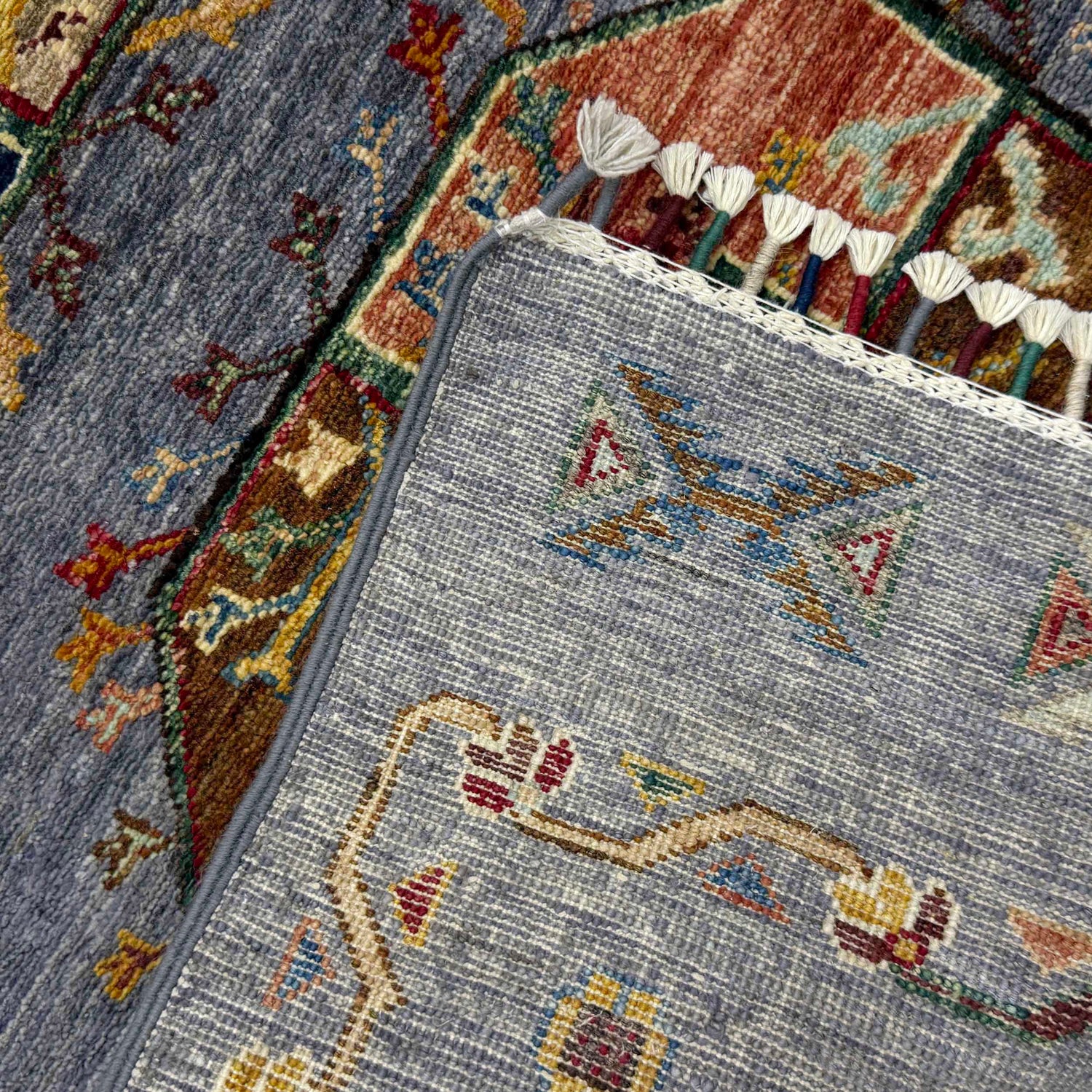 Waziri Area Rug Handmade Gray Medallion 5x8 ft
