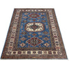 Kazak Rug Handmade Blue Medallion 5x8 ft