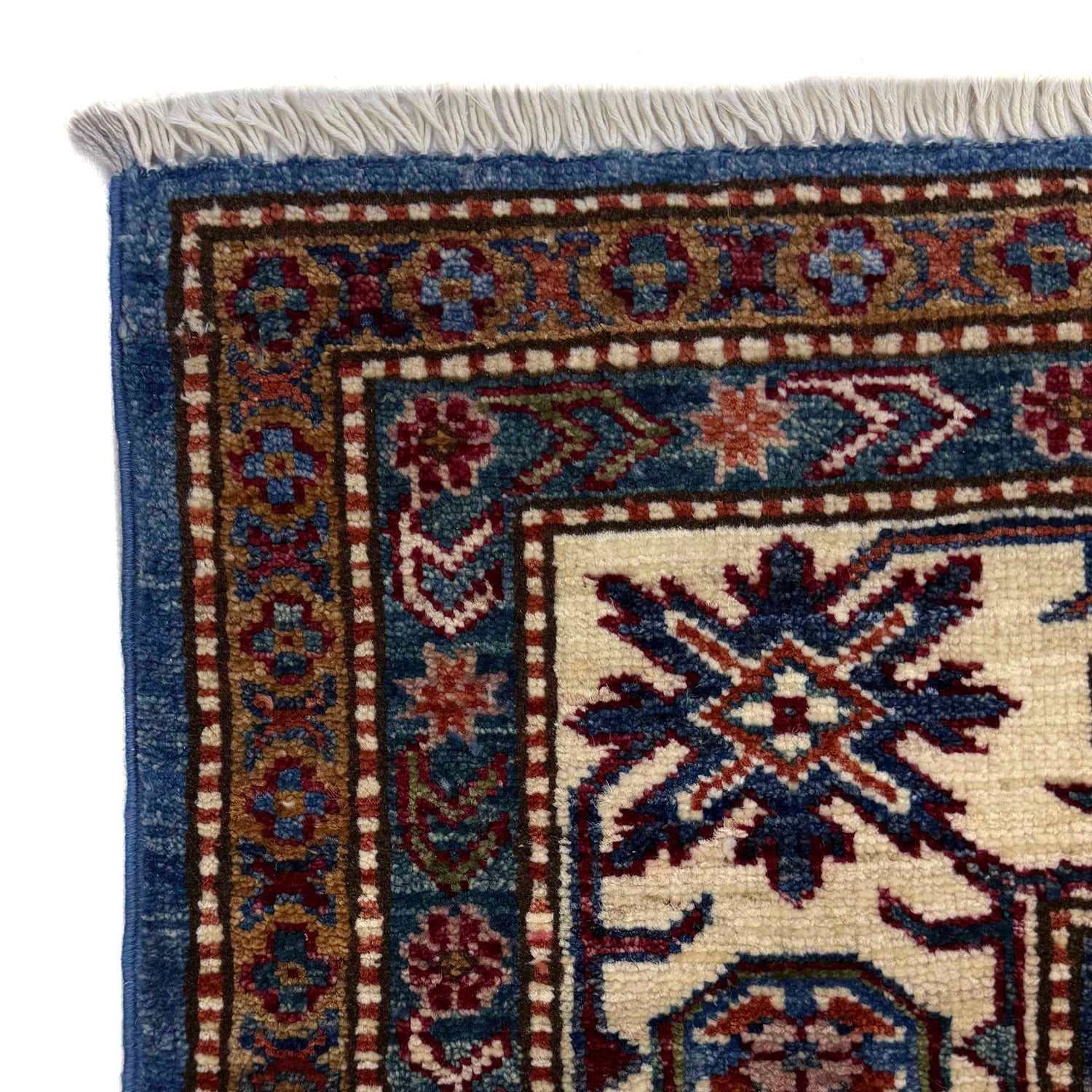 Kazak Rug Handmade Blue Medallion 5x8 ft