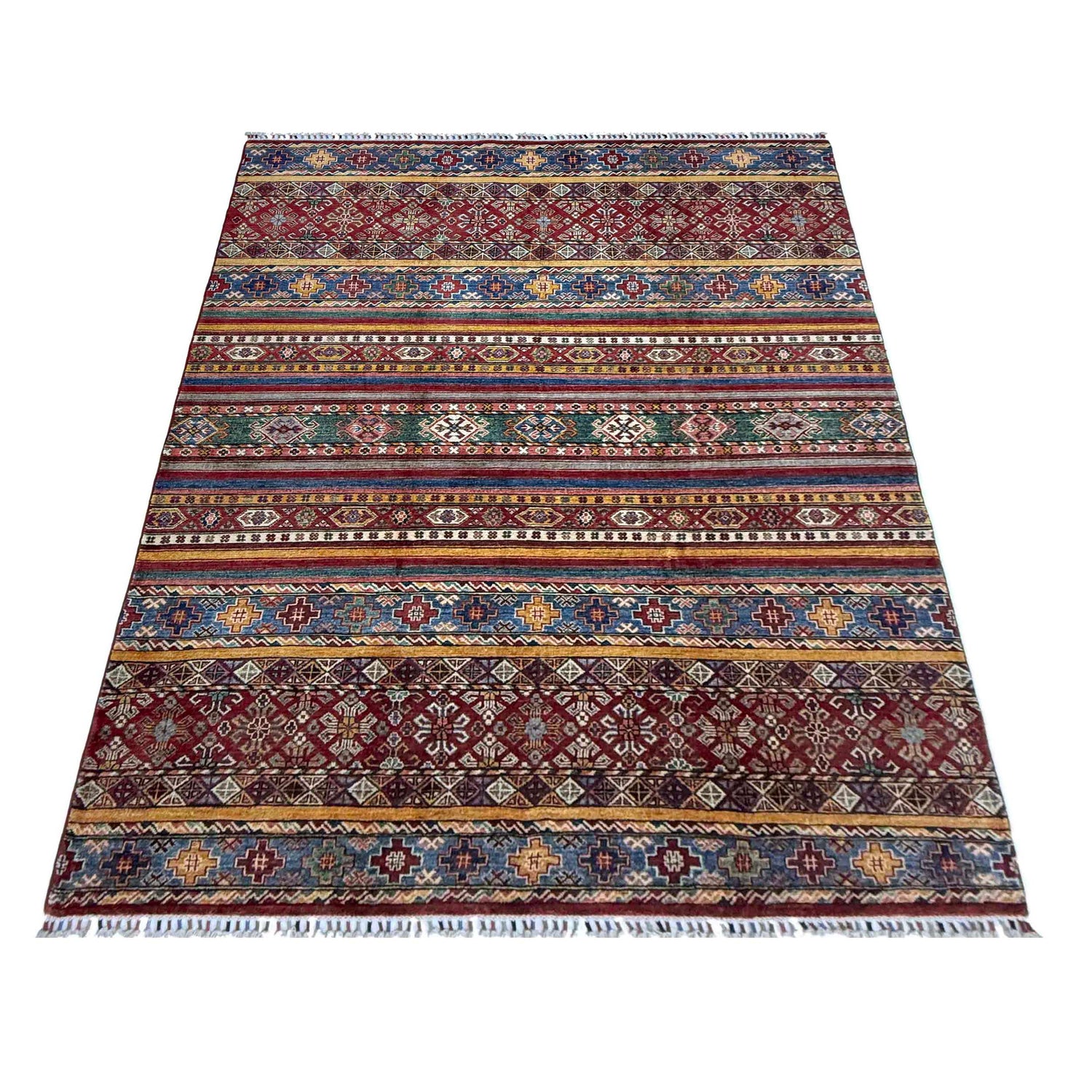Gabbeh Area Rug Handmade Multi Medallion 5x8 ft