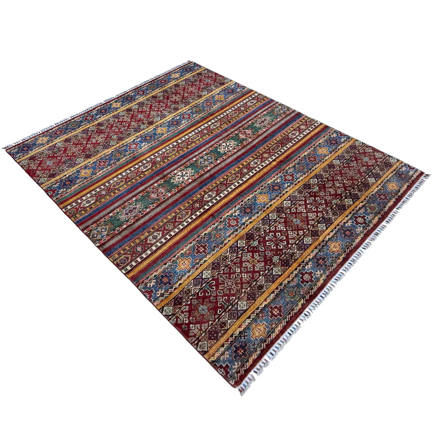 Gabbeh Area Rug Handmade Multi Medallion 5x8 ft