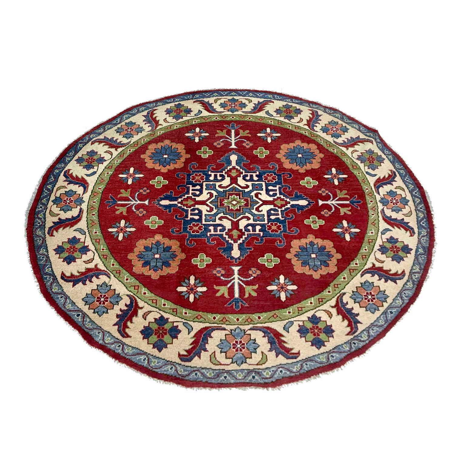 Kazak Rug Handmade Red Medallion 6x6 ft