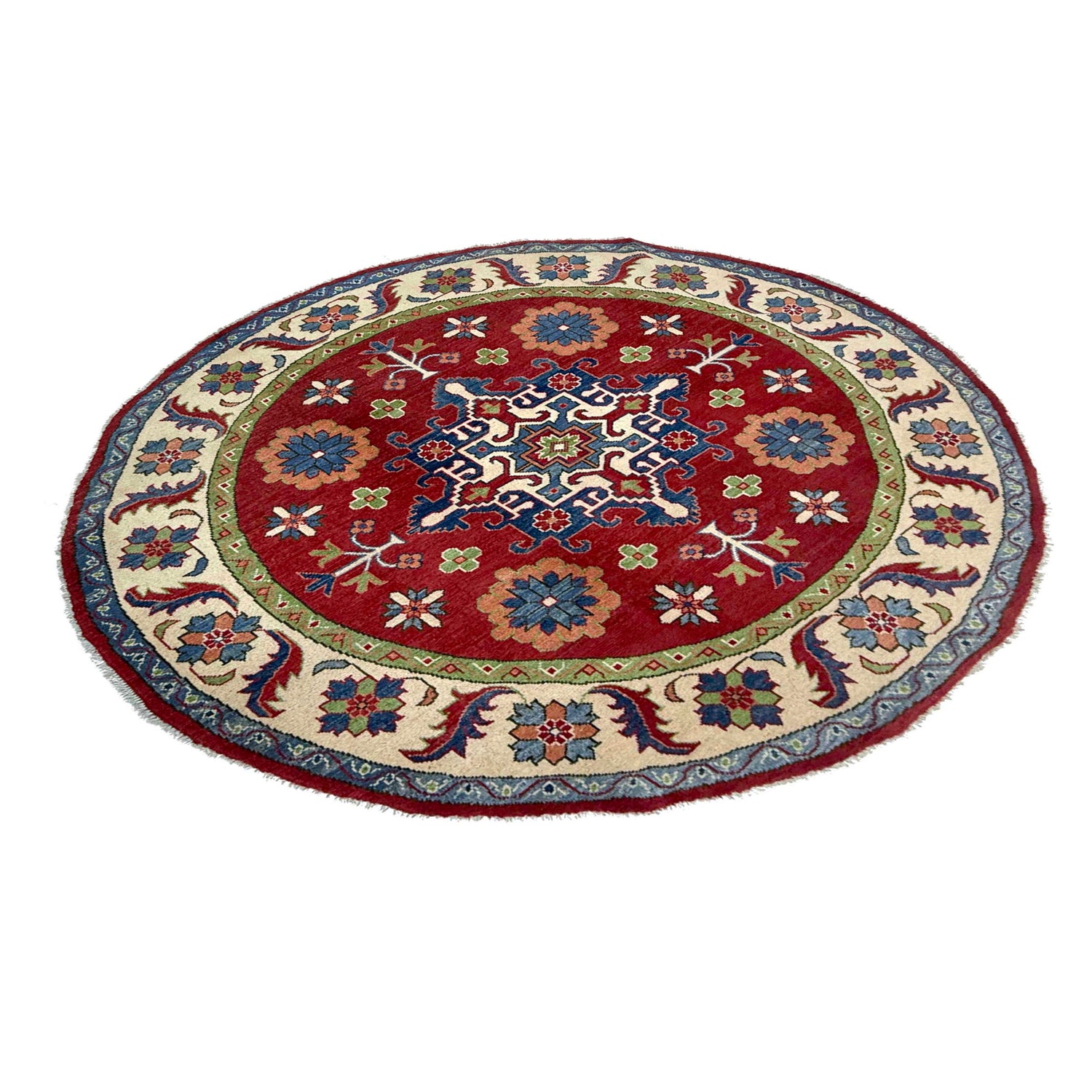 Kazak Rug Handmade Red Medallion 6x6 ft