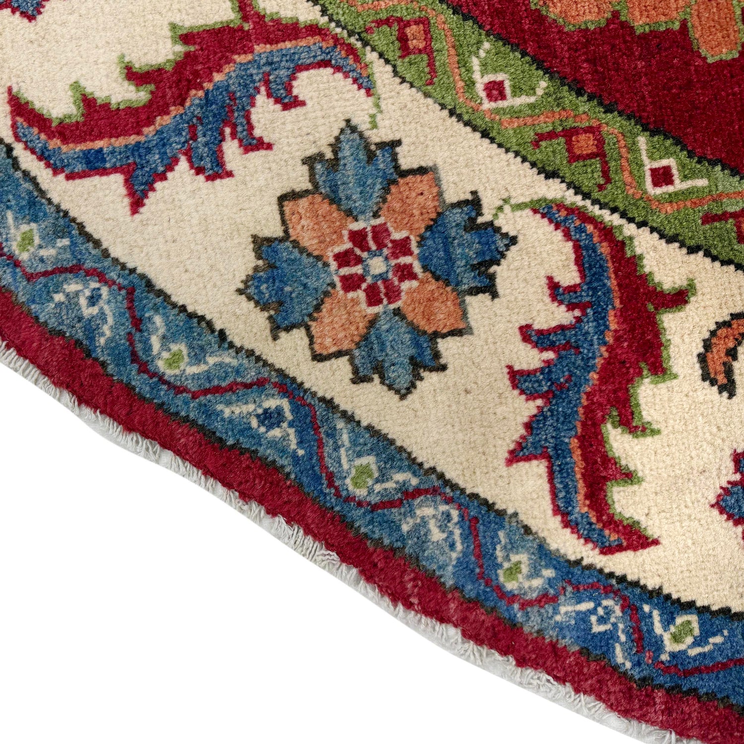 Kazak Rug Handmade Red Medallion 6x6 ft